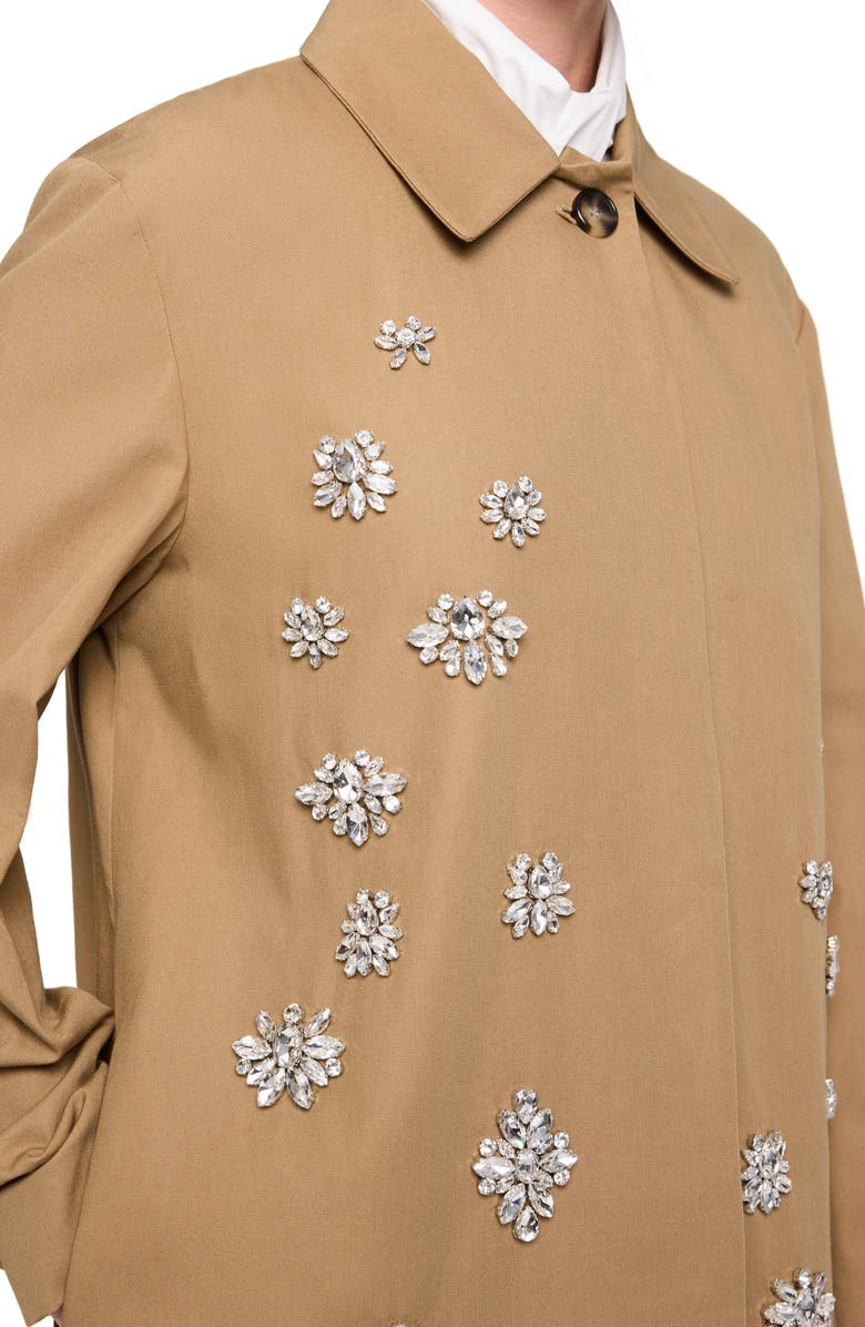 TWP Edinburgh Rhinestone Detail Cotton Coat, Alternate, color, British Khaki