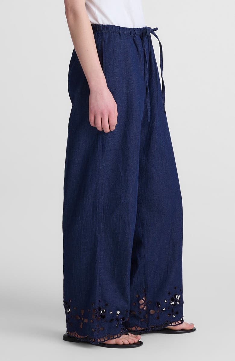 Madewell Eyelet Denim Pull-On Pants, Alternate, color, Marfield Wash