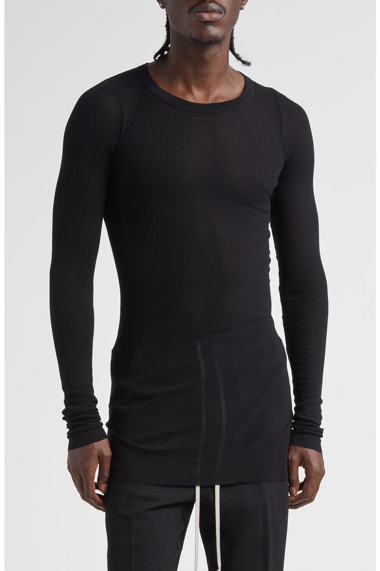 Long Sleeve Rib T-Shirt, Main, color, BLACK