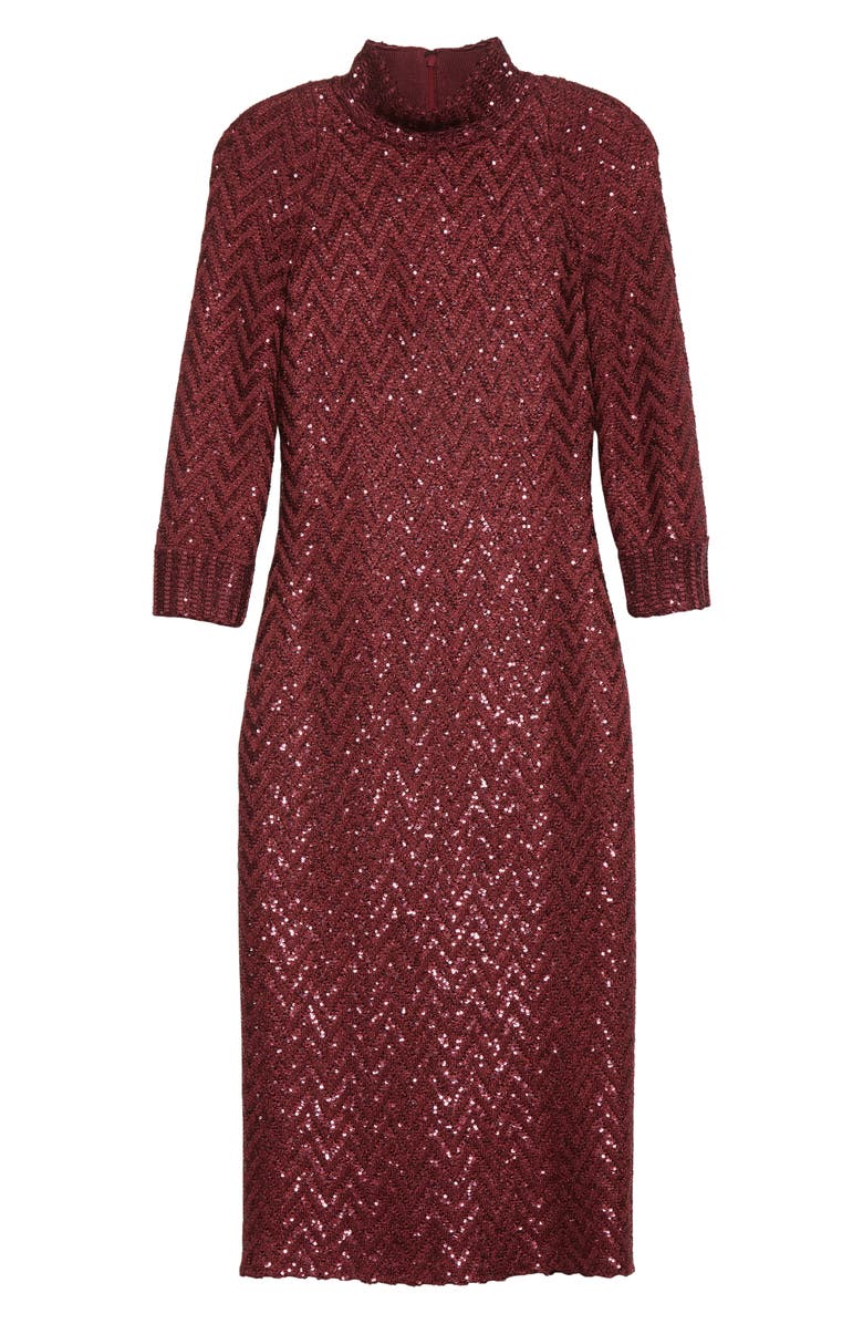 St. John Evening Chevron Sequin Knit Dress, Alternate, color,