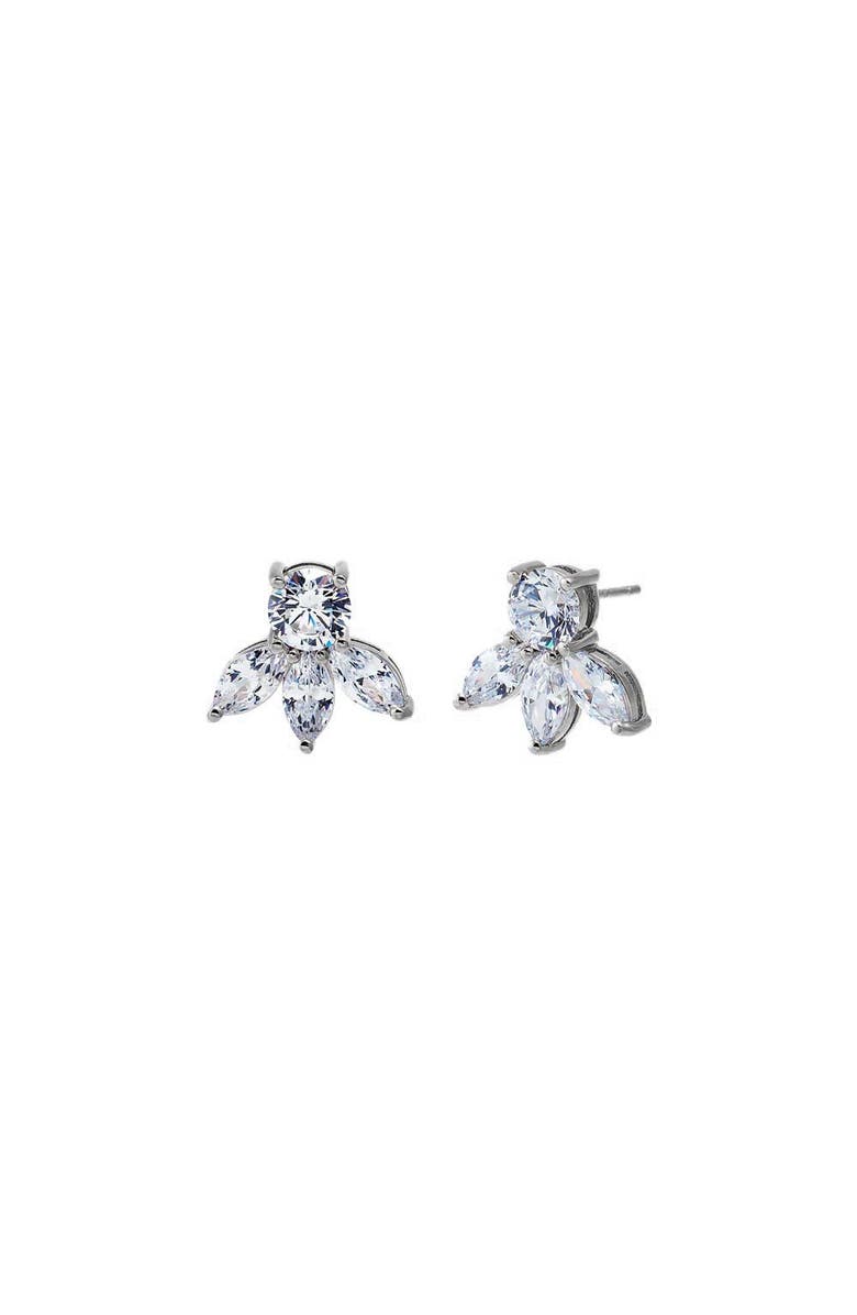 BY ADINA EDEN CZ Solitaire X Triple Marquise Fan Stud Earring, Main, color, Silver