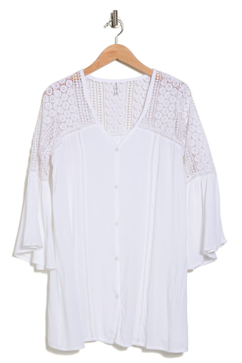 Lace Crochet Tunic Coverup, Alternate, color, WHITE
