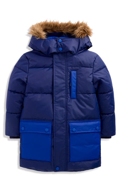 Kids' Fleece Lined Padded Faux Fur Trim Parka