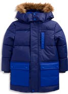 Mini Boden Kids' Fleece Lined Padded Faux Fur Trim Parka