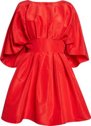 Carolina Herrera Fan Bodice Silk Faille Fit & Flare Dress