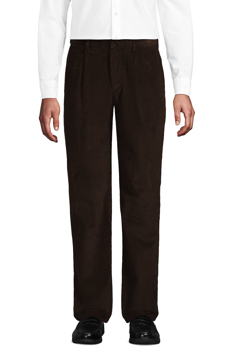 Lands' End Corduroy Comfort Waist Classic Fit Pleated Front Pant, Alternate, color, Rich Coffee