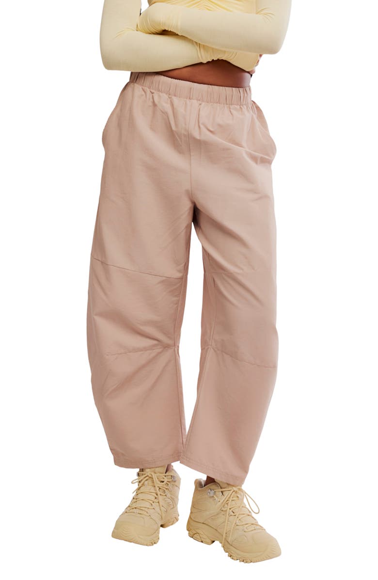 Free People FP Movement Game Day High Rise Barrel Leg Pants, Main, color, Sandy