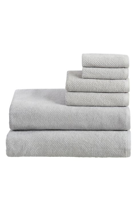 6-Piece Cotton Textured Bath Sheet Set