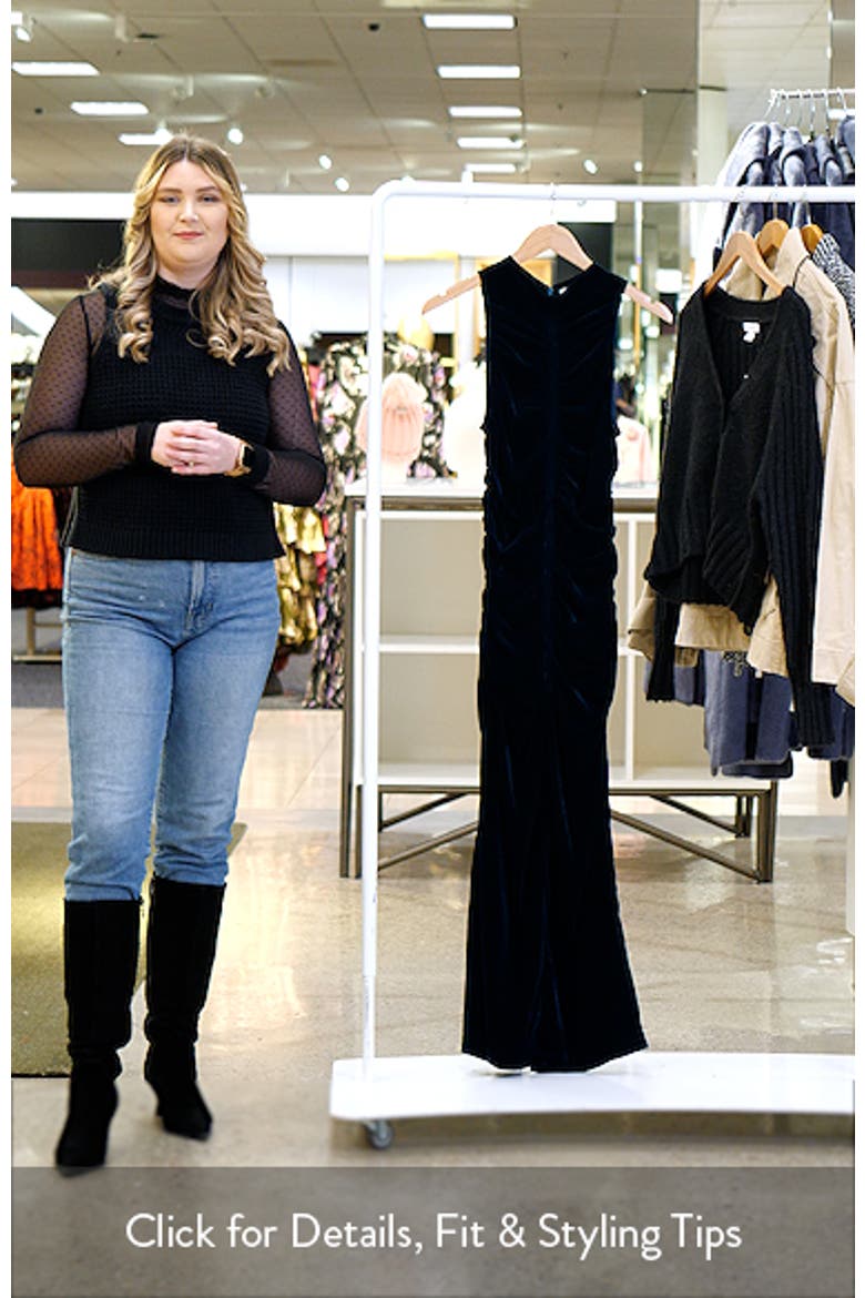 Niva Ruched Sleeveless Velvet Dress video
