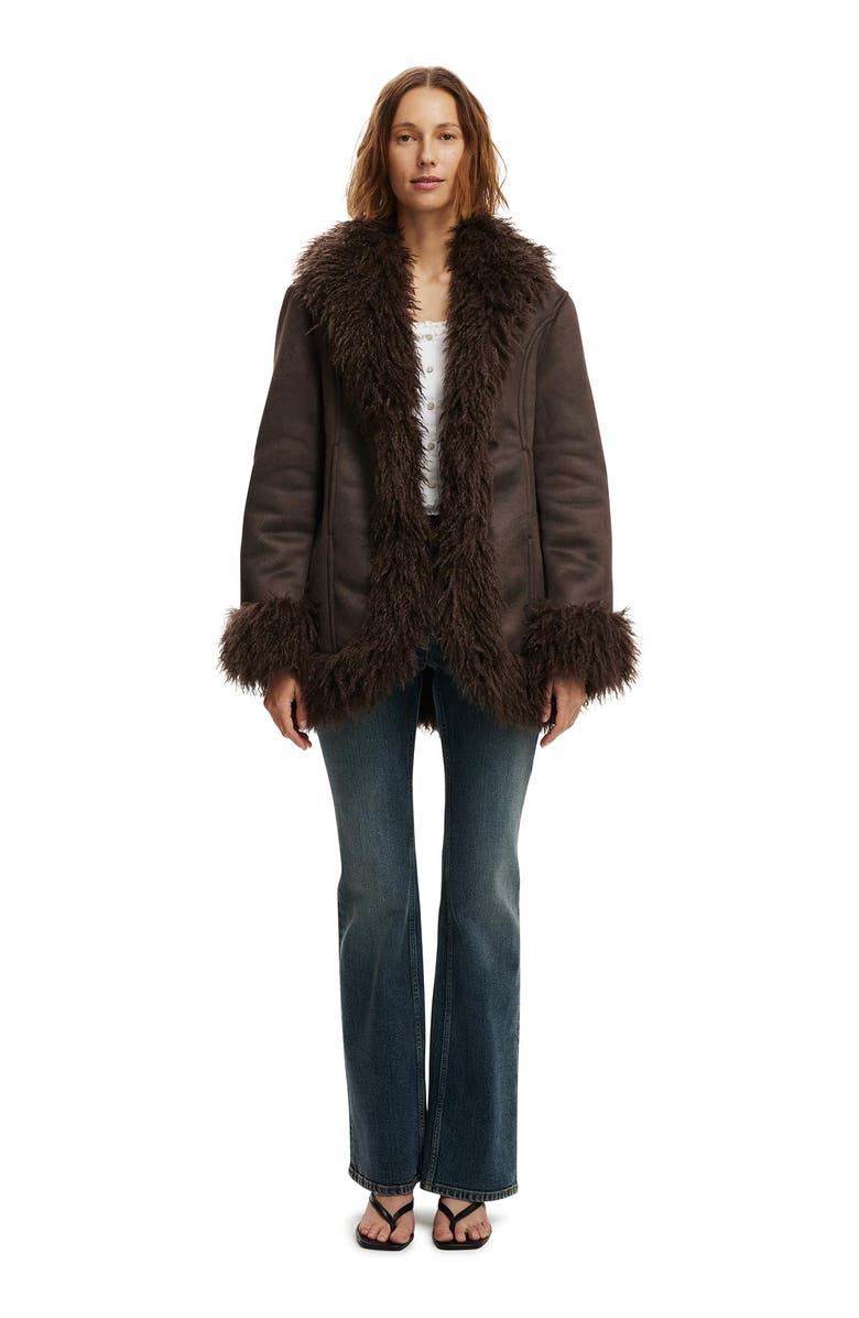 Cotton On Women's Penny Lane Coat, Alternate, color, Chocolate