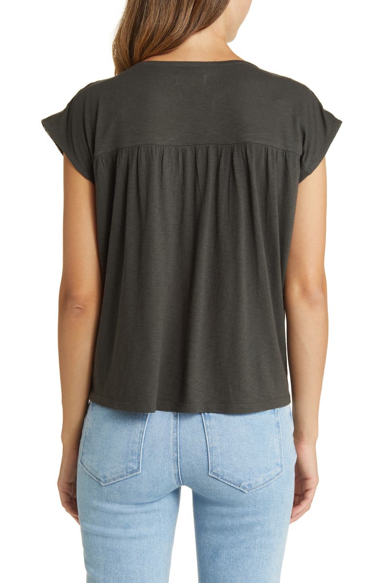 Lucky Brand Embroidered Cotton Blend Peasant Top, Alternate, color, Raven