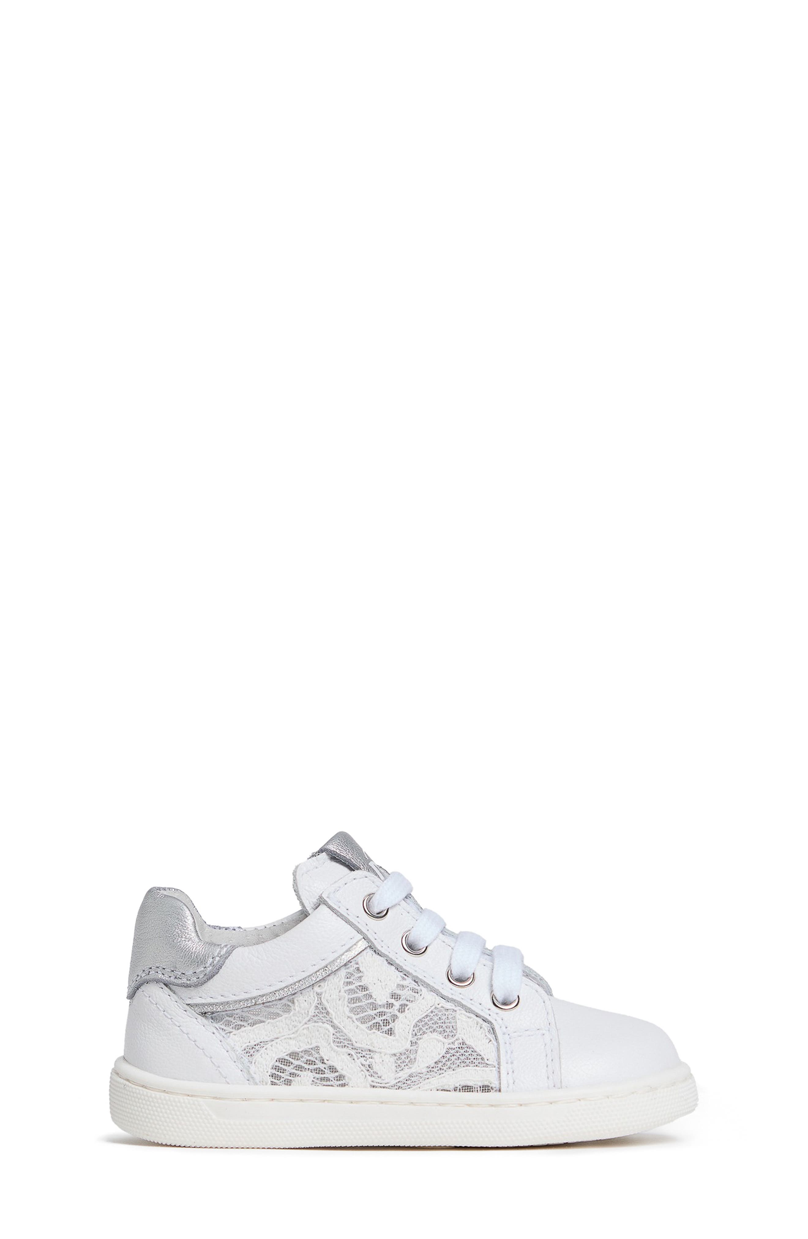 NeroGiardini Kids' Floral Mesh Sneaker, Alternate, color, White