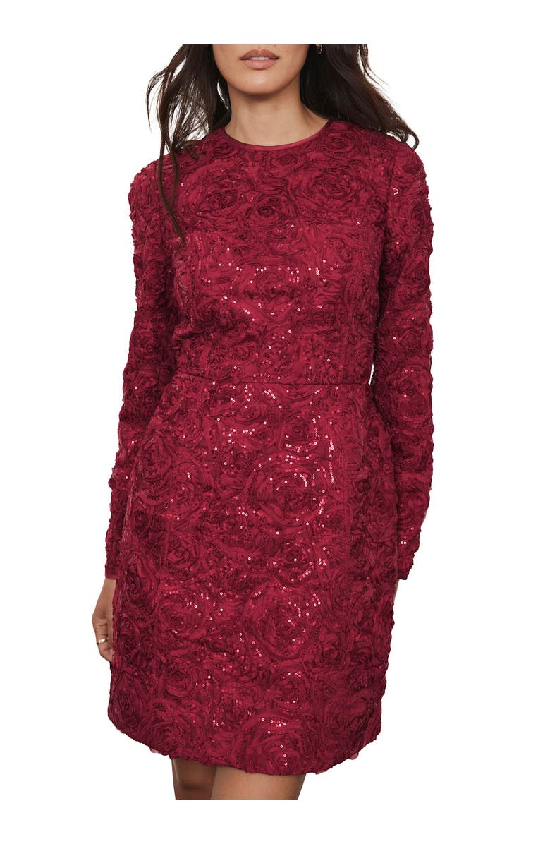 MINT VELVET Sequin Lace Mini Dress, Alternate, color, Red
