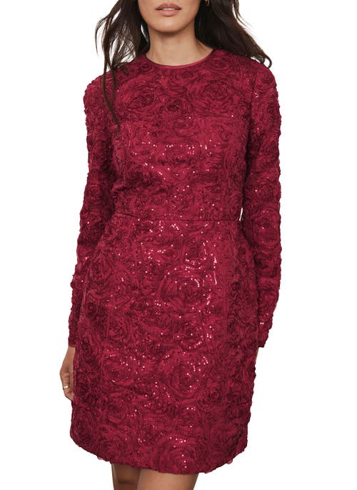 Mint Velvet Sequin Lace Mini Dress In Red