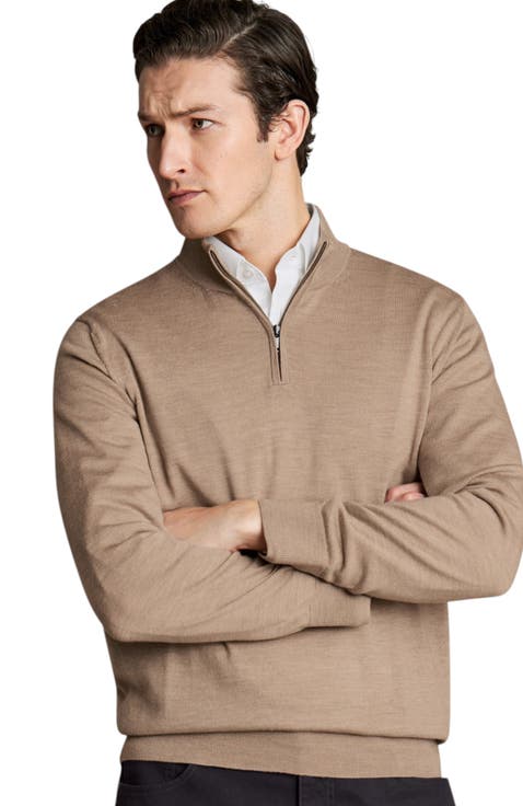 Merino Zip Neck Long Sleeve Sweater