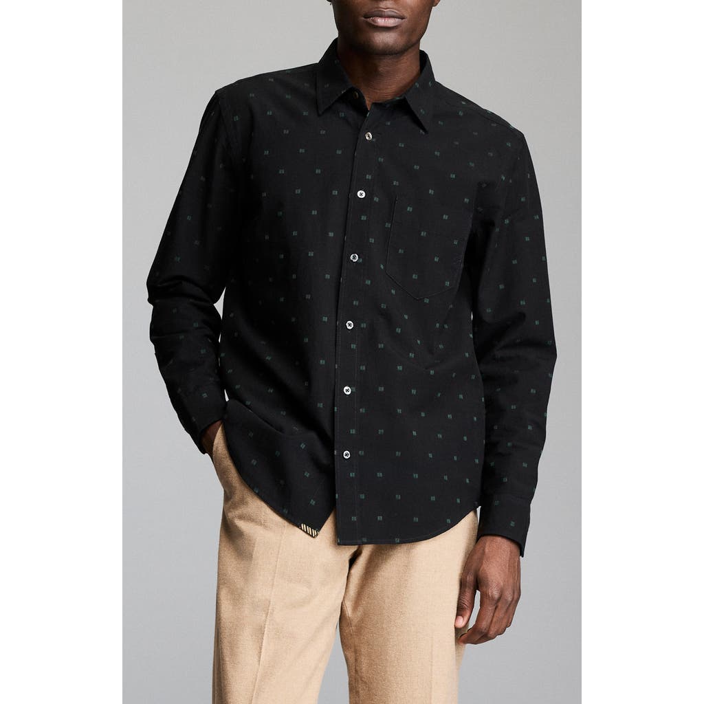 Billy Reid Standard Fit Geometric Dobby Button-up Shirt In Black