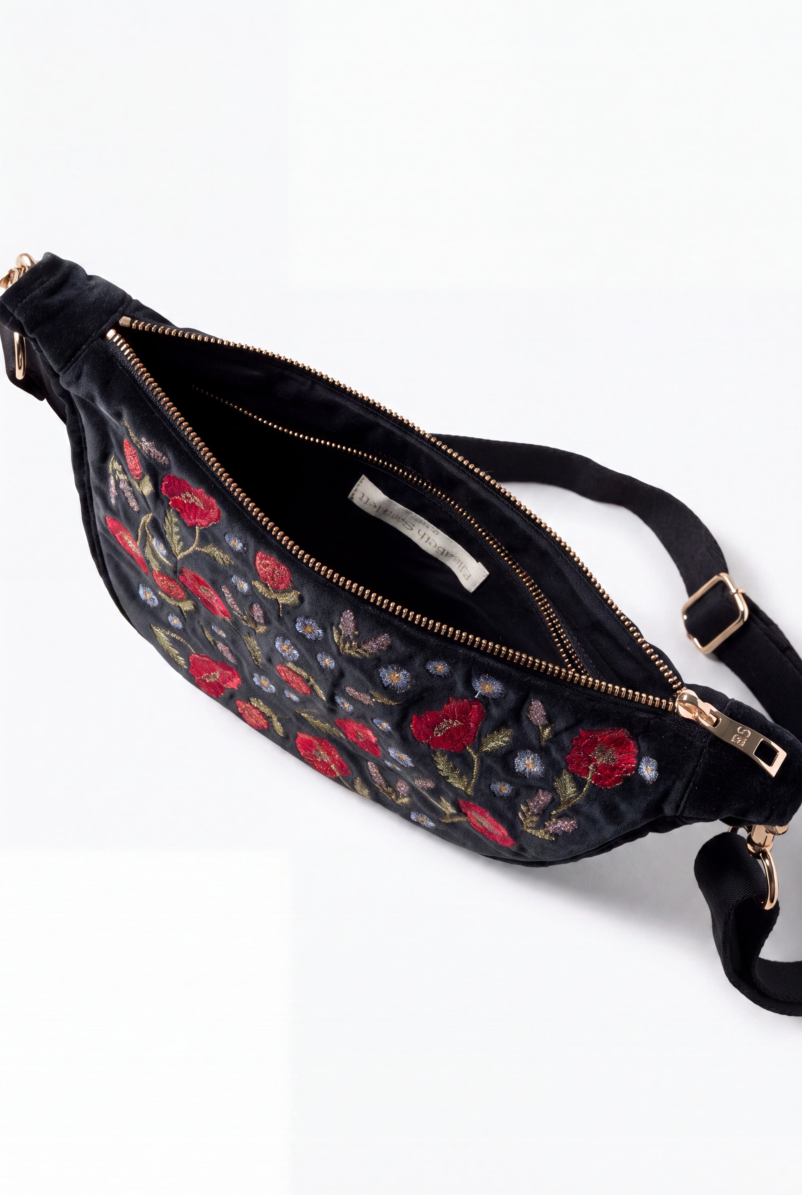 Poppy Meadow Velvet Crossbody Sling Bag, Alternate, color, Charcoal