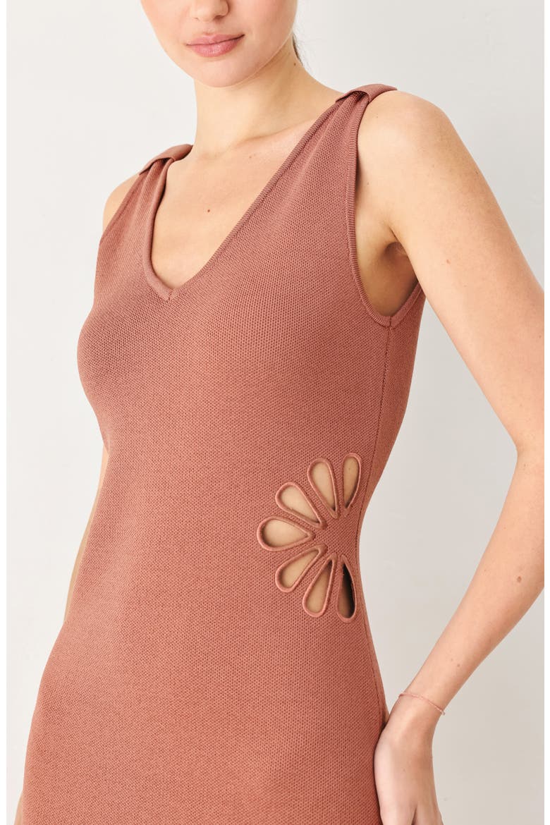 Floral Cutout Sleeveless Midi Sweater Dress, Alternate, color, BAKED CLAY