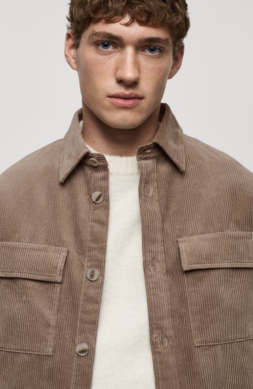 Mango Regular Fit Corduroy Overshirt In Mink Grey