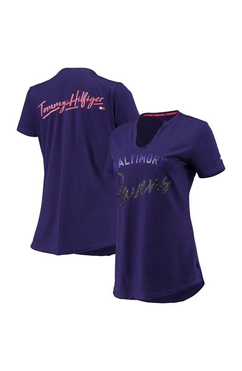 Tommy Hilfiger Women's Tommy Hilfiger Purple Baltimore Ravens Riley V-Neck T-Shirt, Main, color, 