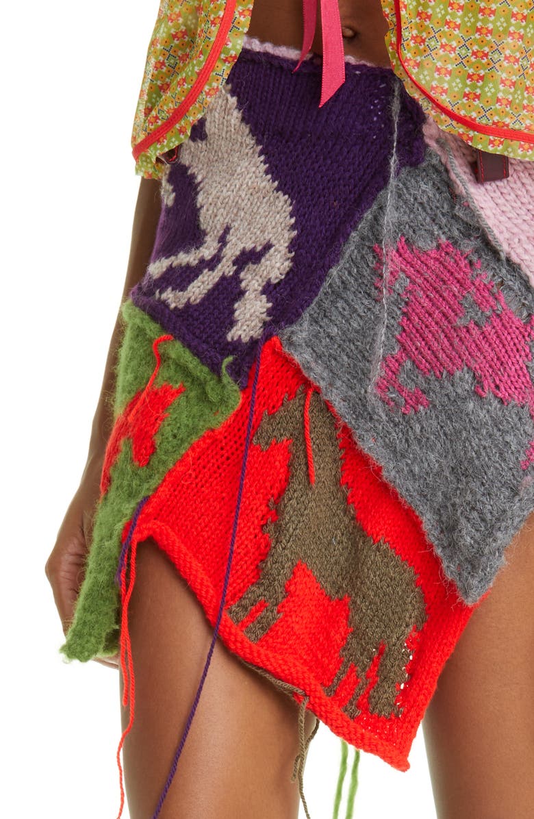 CAFE FORGOT x Louise Lyngh Bjerregaard Pony Knit Virgin Wool & Mohair Blend Skirt, Alternate, color,