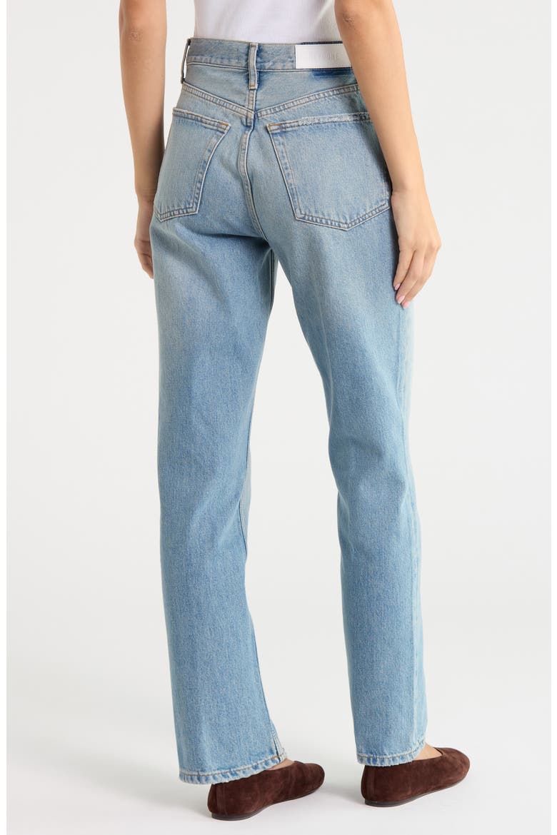 Pipe Distressed High Waist Jeans, Alternate, color, WORN BLUE
