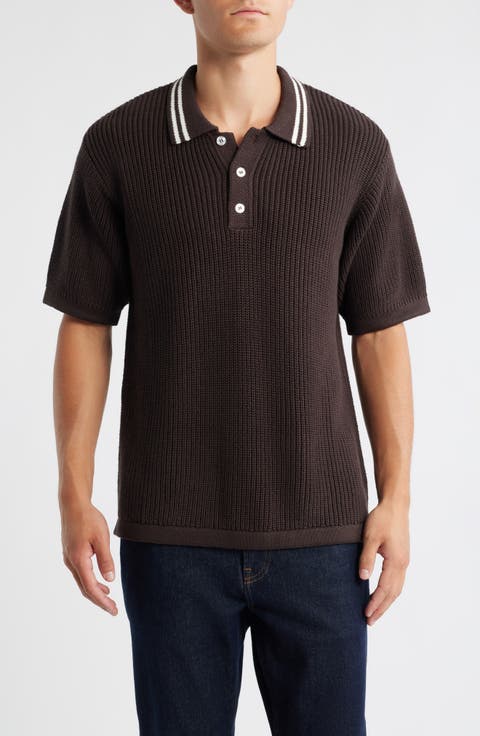 English Rib Cotton Polo Sweater