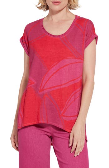 Lyssé Classic Print Stretch Linen T-shirt In Electro Blocks