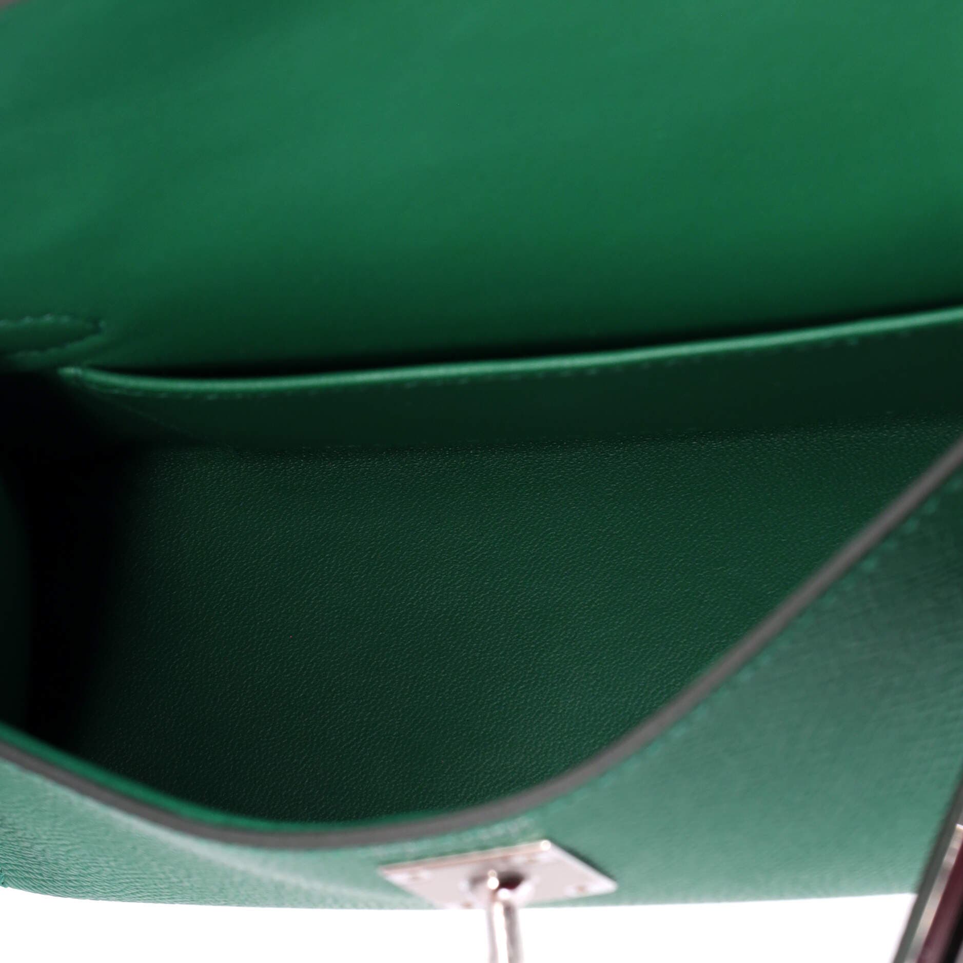 Pre-Owned Hermes Kelly Mini II Bag Green Epsom with Palladium Hardware 20, Alternate, color, Vert Vertigo