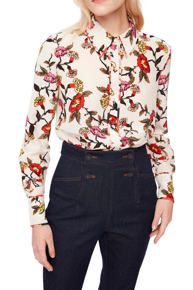 DVF Kate Charlottenburg Floral Button-Up Shirt, Main, color, CHARLOTTENBURG FLORAL