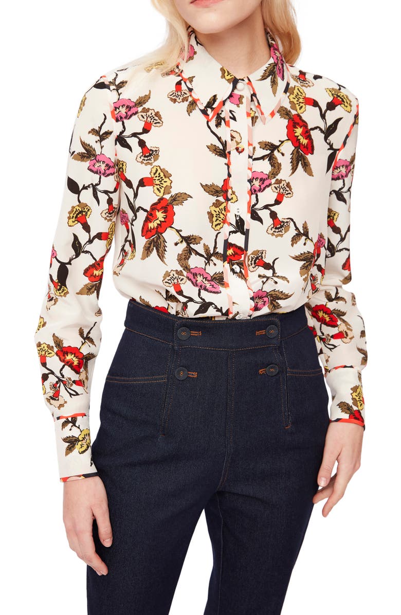 DVF Kate Charlottenburg Floral Button-Up Shirt, Main, color,