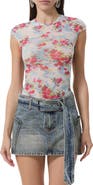AFRM Nina Print Cap Sleeve Mesh Top