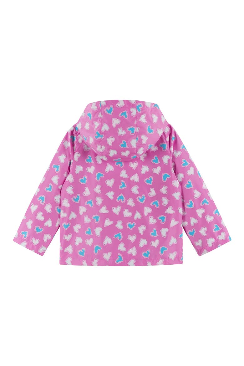 Kids' Heart Print Color Change Rain Jacket, Alternate, color, PINK MULTI
