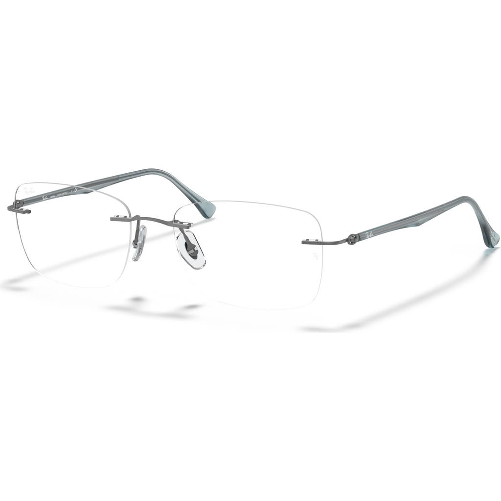 Ray Ban Ray-ban 52mm Rectangle Optical Glasses In Gray