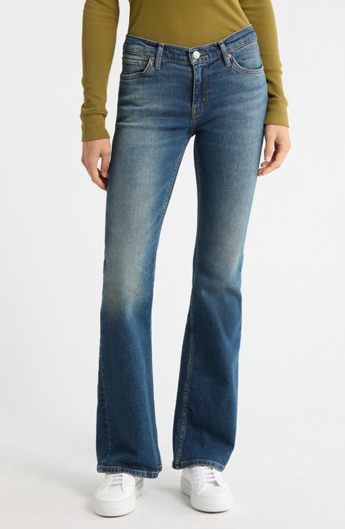 Re/done Low Rise Micro Bootcut Jeans In Blue