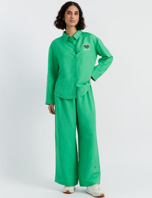 Chinti & Parker Linen-cotton Peanuts Racquet Club Trousers In Green