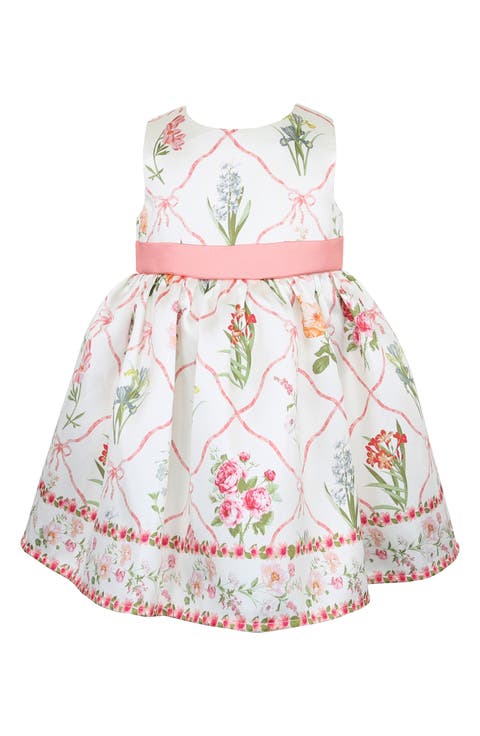 Lattice Floral Print Sleeveless Party Dress (Baby)