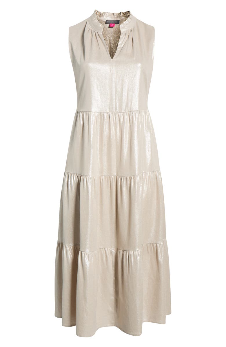 Vince Camuto Linen Blend Tiered Maxi Dress, Alternate, color, Neutral