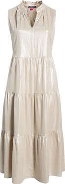 Vince Camuto Linen Blend Tiered Maxi Dress