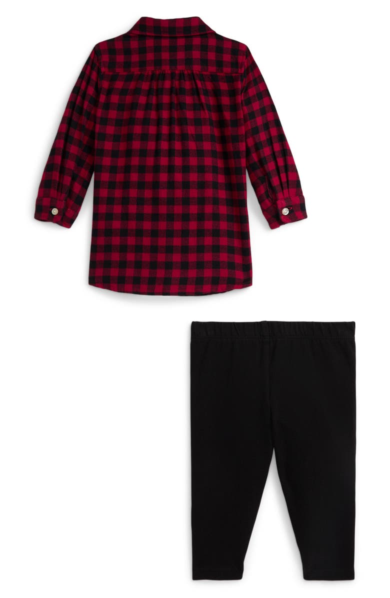 Ralph Lauren Plaid Cotton Flannel Button-Up Shirt & Leggings Set, Alternate, color, Red Multi