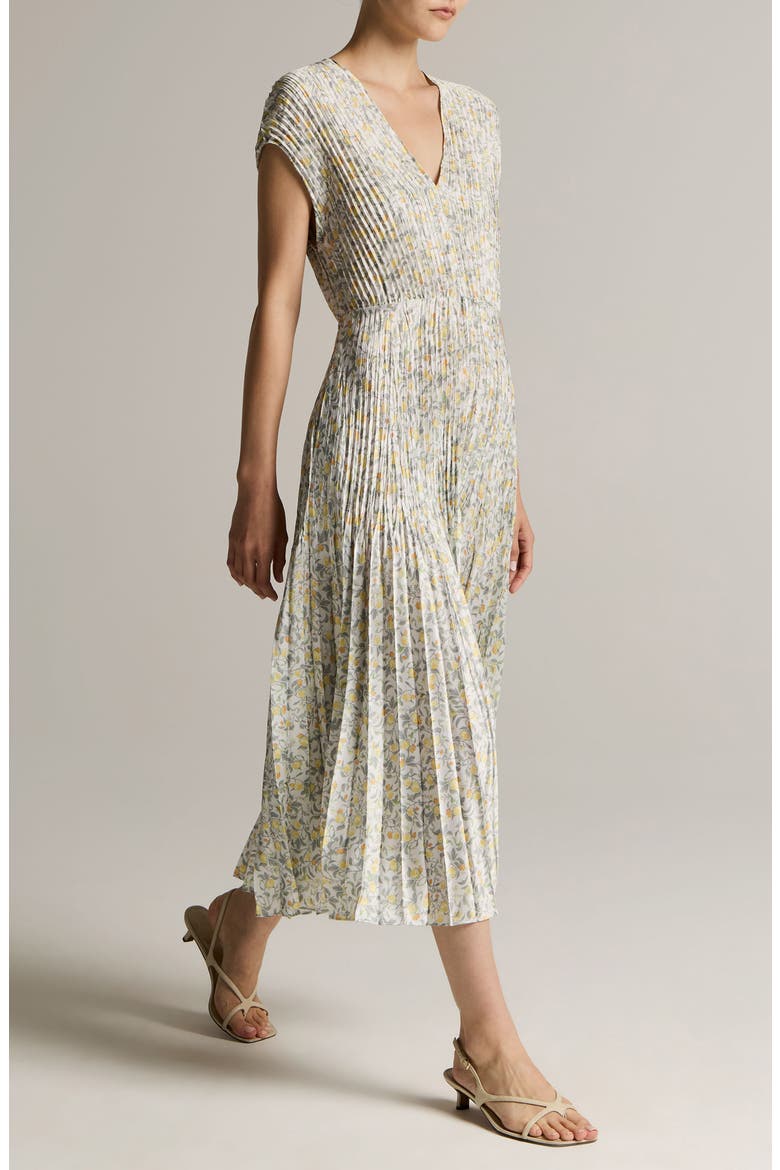 Citrine Bloom Pleated Maxi Dress, Alternate, color, OFF WHITE/SUN