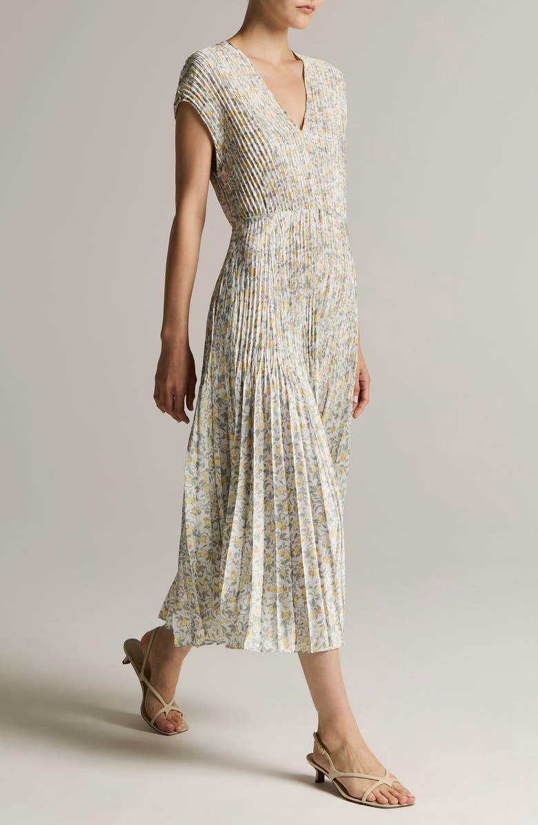 Vince Citrine Bloom Pleated Maxi Dress, Alternate, color, Off White/Sun