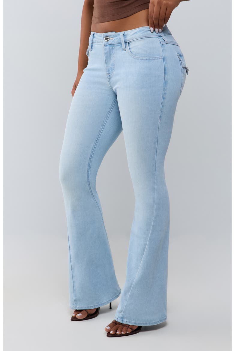 Joey Crystal Mid Rise Flare Jeans, Alternate, color, LIGHT RAINWATER WASH