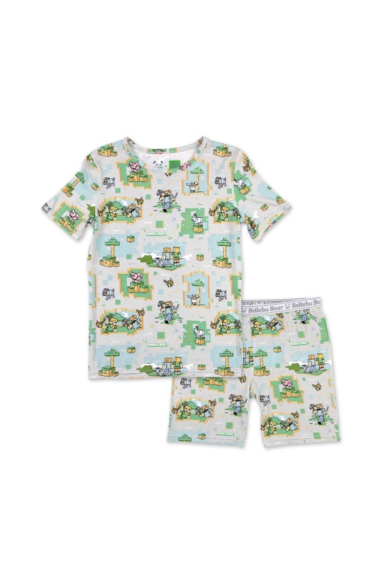 Bellabu Bear Minecraft Overworld Dreams Kids 2-Piece Short Sleeve & Shorts Pajama Set, Main, color, Minecraft Overworld Dreams
