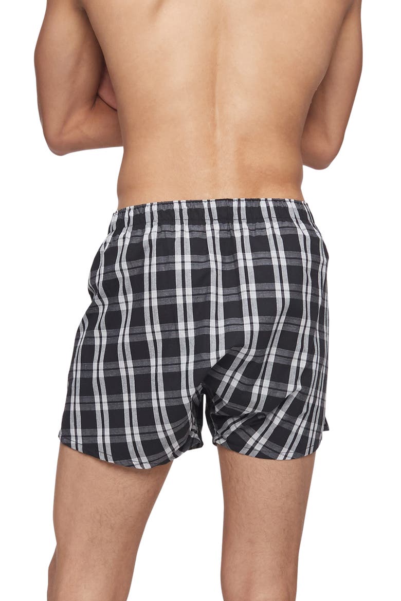 Assorted 3-Pack Woven Cotton Boxers, Alternate, color, BLACK/ MORGAN PLAID/ MONTAGUE