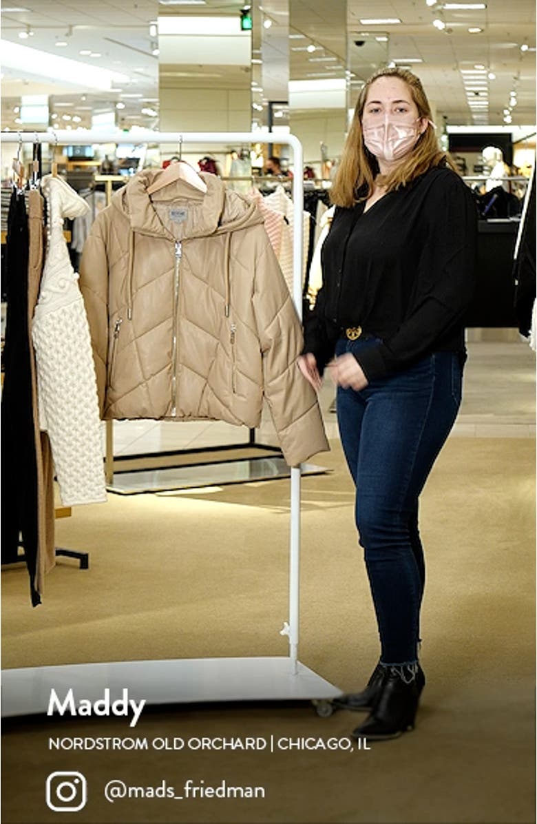 Faux Leather Hooded Puffer Coat, sales video thumbnail