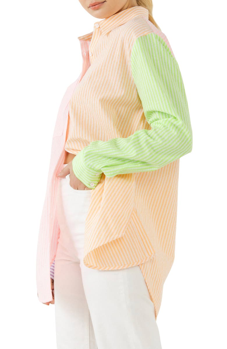 English Factory Stripe Colorblock Button-Up Shirt, Alternate, color, Multi