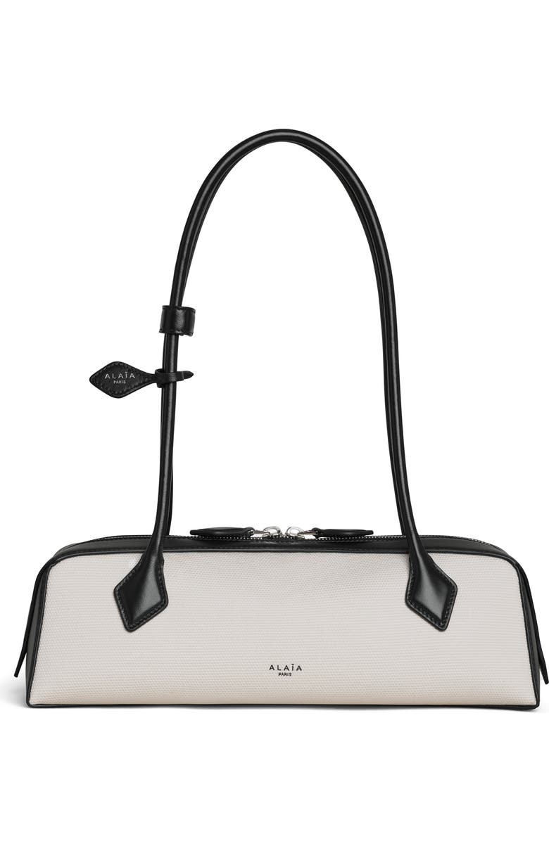 Alaïa Le Teckel East/West Canvas Shoulder Bag, Main, color,