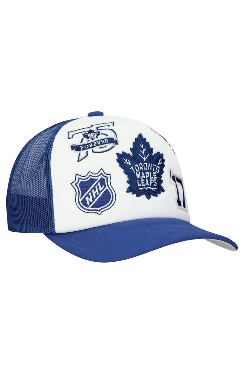 Mitchell & Ness Men's Mitchell & Ness White/Blue Toronto Maple Leafs Gridlock Trucker Adjustable Hat, Alternate, color, White