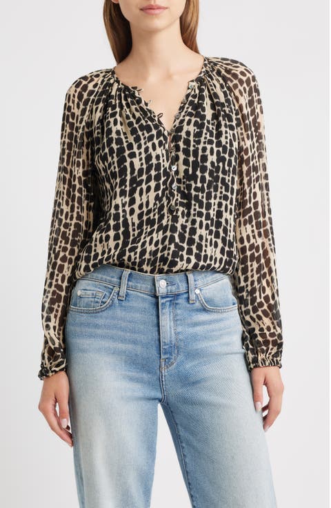 Indi Shibori Spot Peasant Top
